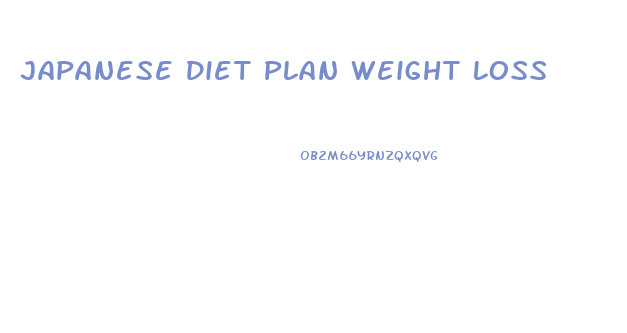 Japanese Diet Plan Weight Loss