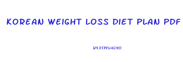 Korean Weight Loss Diet Plan Pdf
