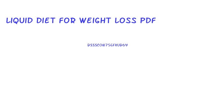 Liquid Diet For Weight Loss Pdf