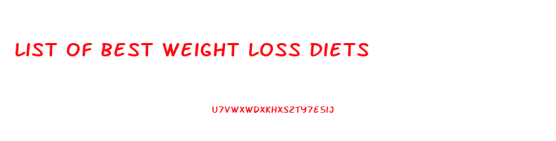 List Of Best Weight Loss Diets