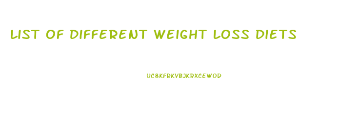 List Of Different Weight Loss Diets