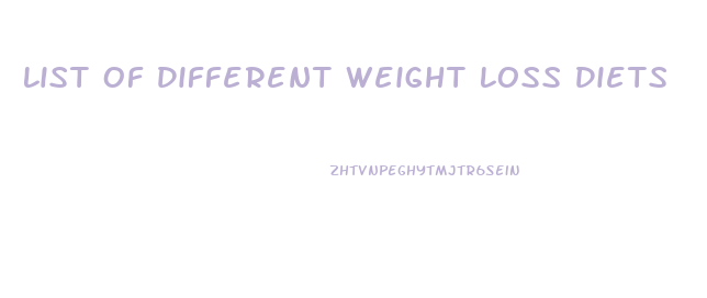 List Of Different Weight Loss Diets