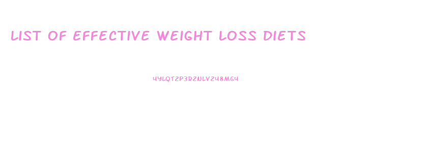 List Of Effective Weight Loss Diets