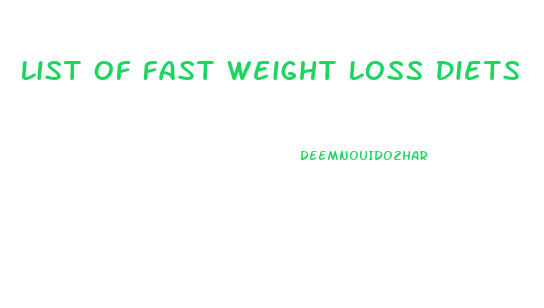 List Of Fast Weight Loss Diets