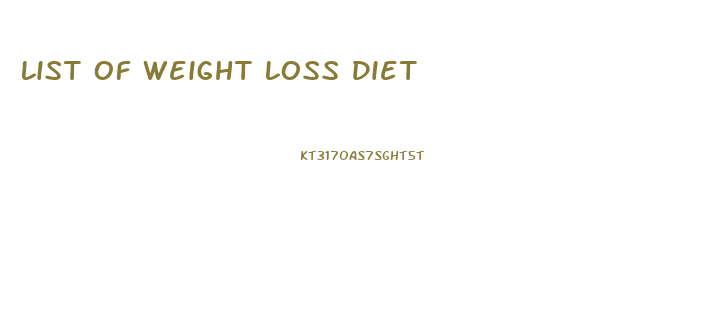 List Of Weight Loss Diet