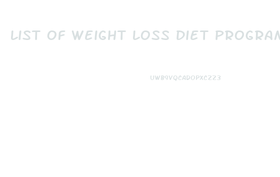 List Of Weight Loss Diet Programs