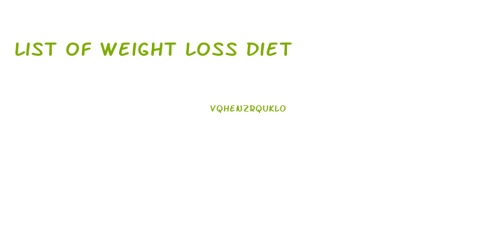 List Of Weight Loss Diet