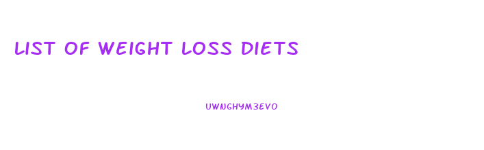 List Of Weight Loss Diets