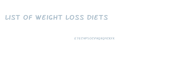 List Of Weight Loss Diets