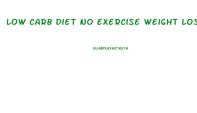 Low Carb Diet No Exercise Weight Loss