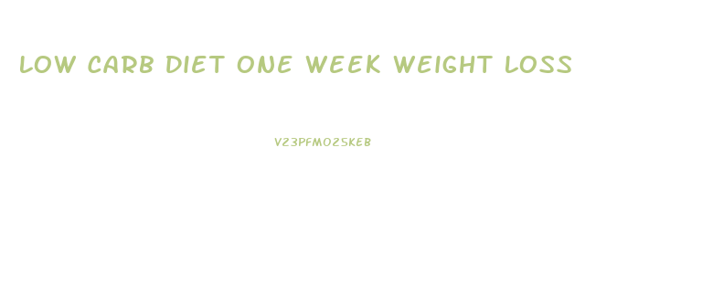 Low Carb Diet One Week Weight Loss