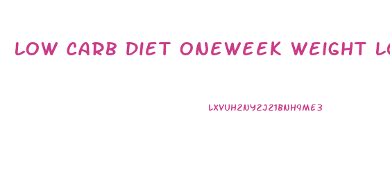 Low Carb Diet Oneweek Weight Loss