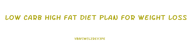 Low Carb High Fat Diet Plan For Weight Loss