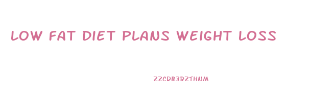 Low Fat Diet Plans Weight Loss