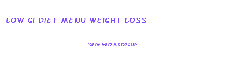 Low Gi Diet Menu Weight Loss