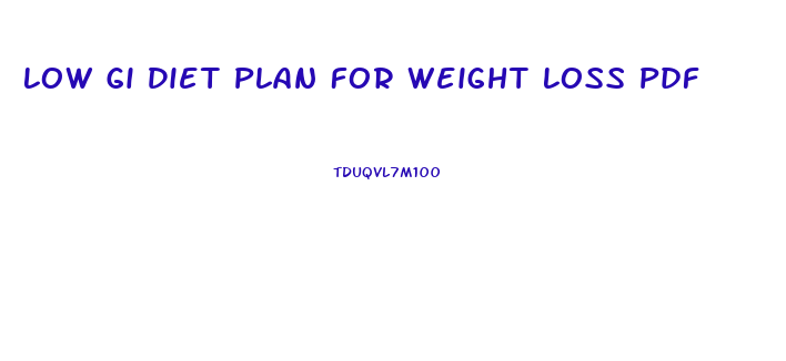 Low Gi Diet Plan For Weight Loss Pdf