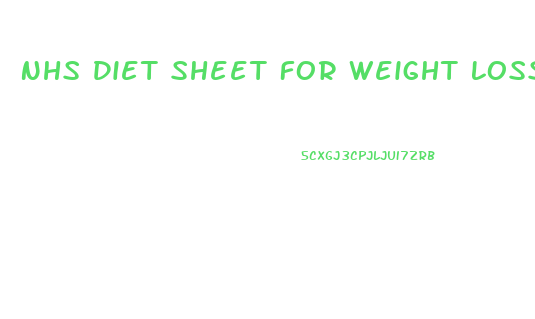 Nhs Diet Sheet For Weight Loss