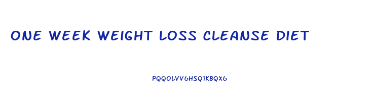 One Week Weight Loss Cleanse Diet