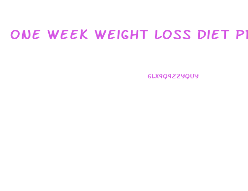 One Week Weight Loss Diet Program