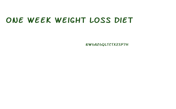 One Week Weight Loss Diet