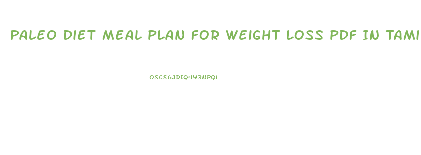 Paleo Diet Meal Plan For Weight Loss Pdf In Tamil