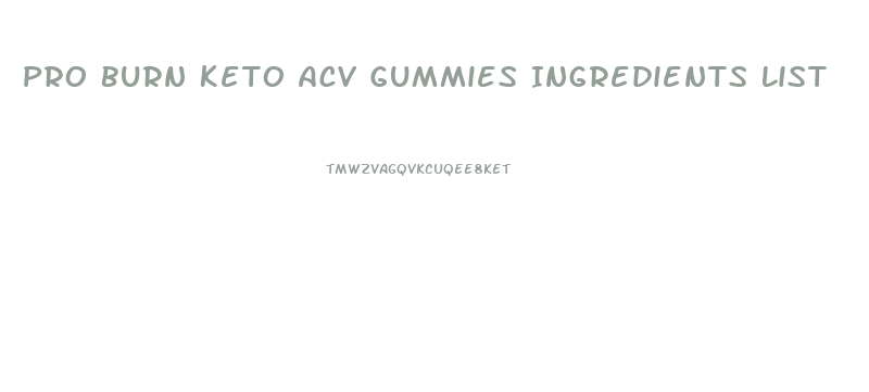 Pro Burn Keto Acv Gummies Ingredients List