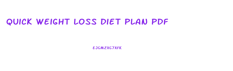 Quick Weight Loss Diet Plan Pdf