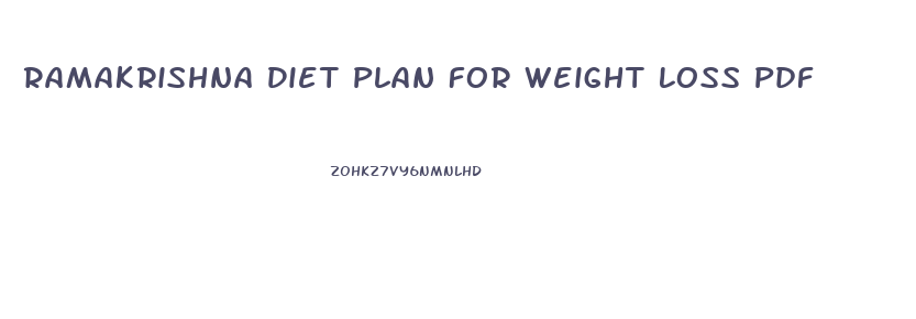 Ramakrishna Diet Plan For Weight Loss Pdf