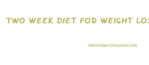 Two Week Diet For Weight Loss