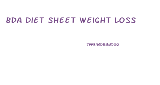 bda diet sheet weight loss