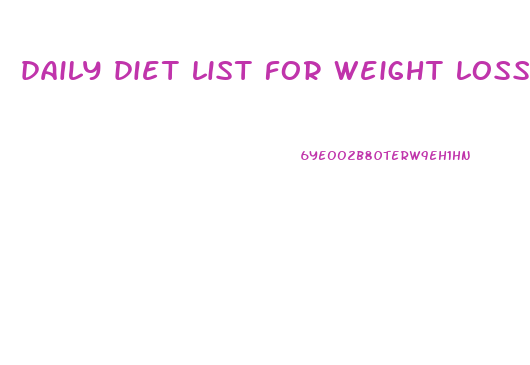 daily diet list for weight loss