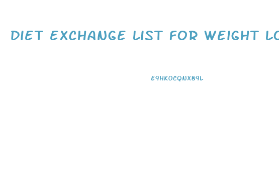 diet exchange list for weight loss