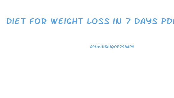 diet for weight loss in 7 days pdf