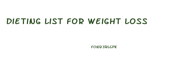 dieting list for weight loss