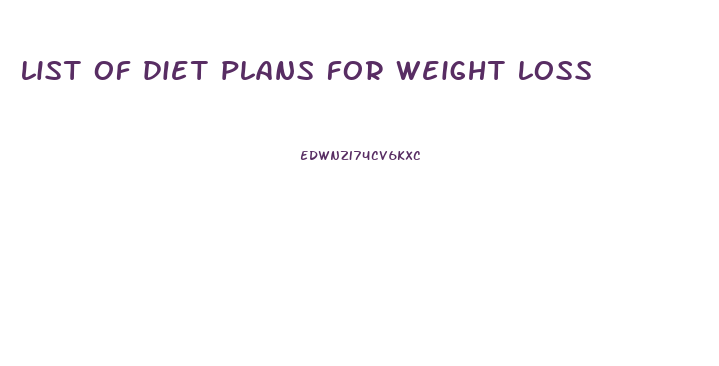 list of diet plans for weight loss
