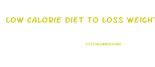 low calorie diet to loss weight