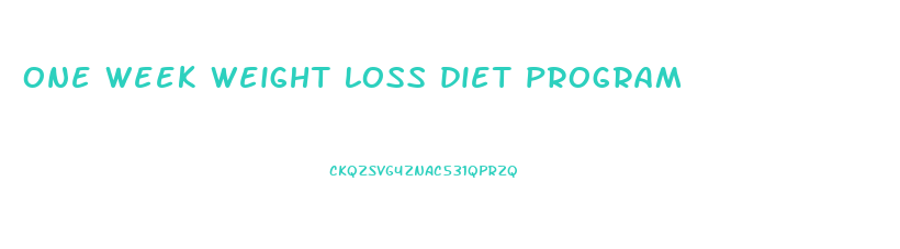 one week weight loss diet program