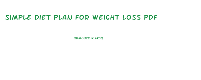 simple diet plan for weight loss pdf
