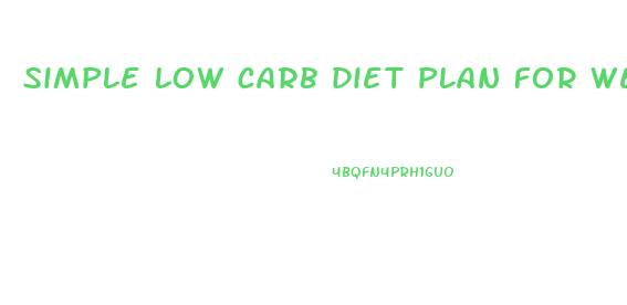simple low carb diet plan for weight loss