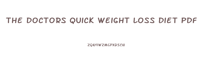 the doctors quick weight loss diet pdf