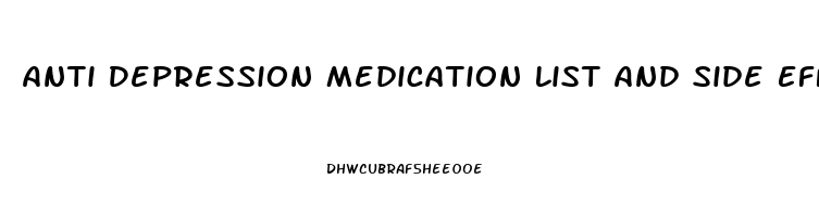 Anti Depression Medication List And Side Effects