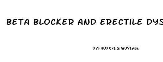 Beta Blocker And Erectile Dysfunction