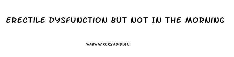 Erectile Dysfunction But Not In The Morning