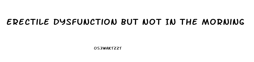 Erectile Dysfunction But Not In The Morning