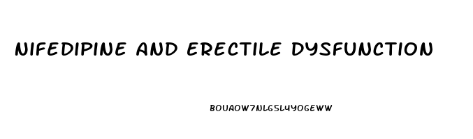 Nifedipine And Erectile Dysfunction