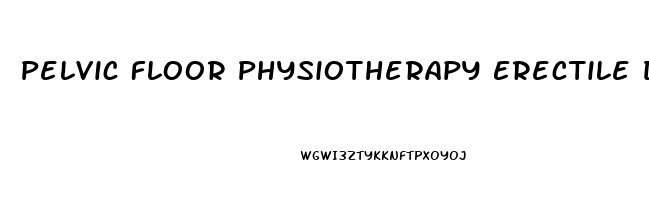 Pelvic Floor Physiotherapy Erectile Dysfunction