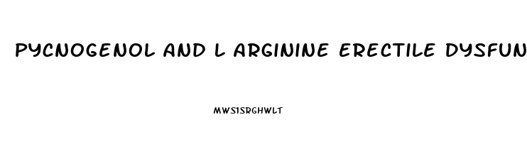 Pycnogenol And L Arginine Erectile Dysfunction