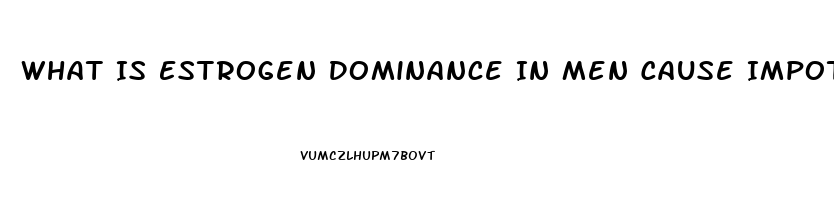 What Is Estrogen Dominance In Men Cause Impotence