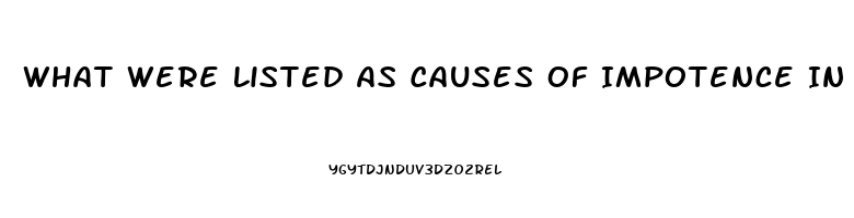 What Were Listed As Causes Of Impotence In 1980s