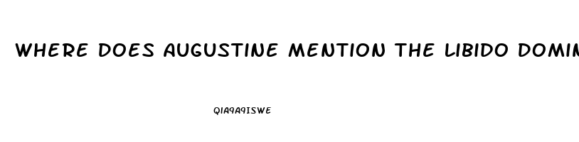 Where Does Augustine Mention The Libido Domini